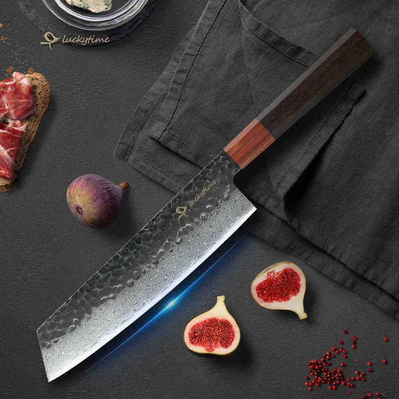 Kitchen Damascus cutting knife Hand forged steel knife Q240422 -Higo Knives™