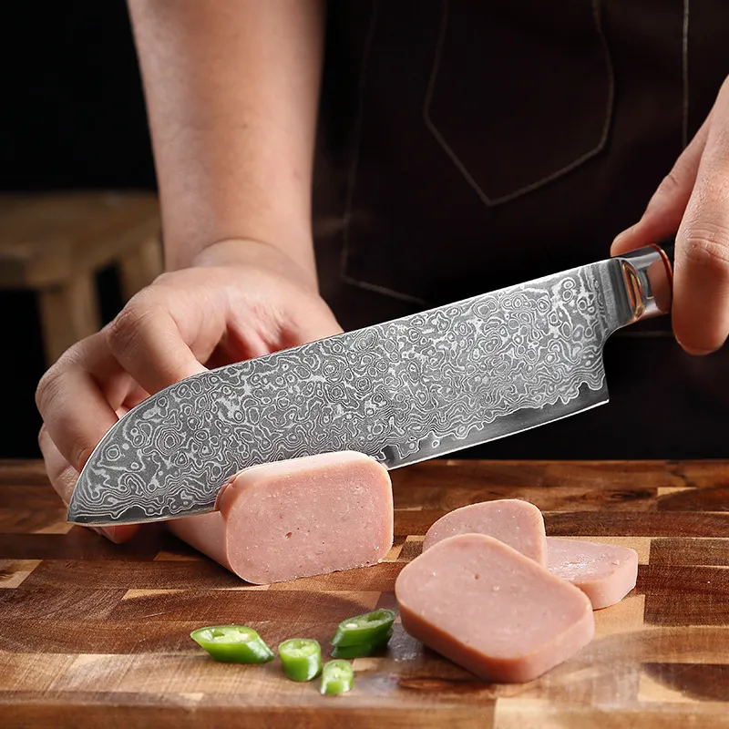 Santoku Damascus Stainless Steel Japanese Kitchen Knives Cooking Tools - Higo Knives™