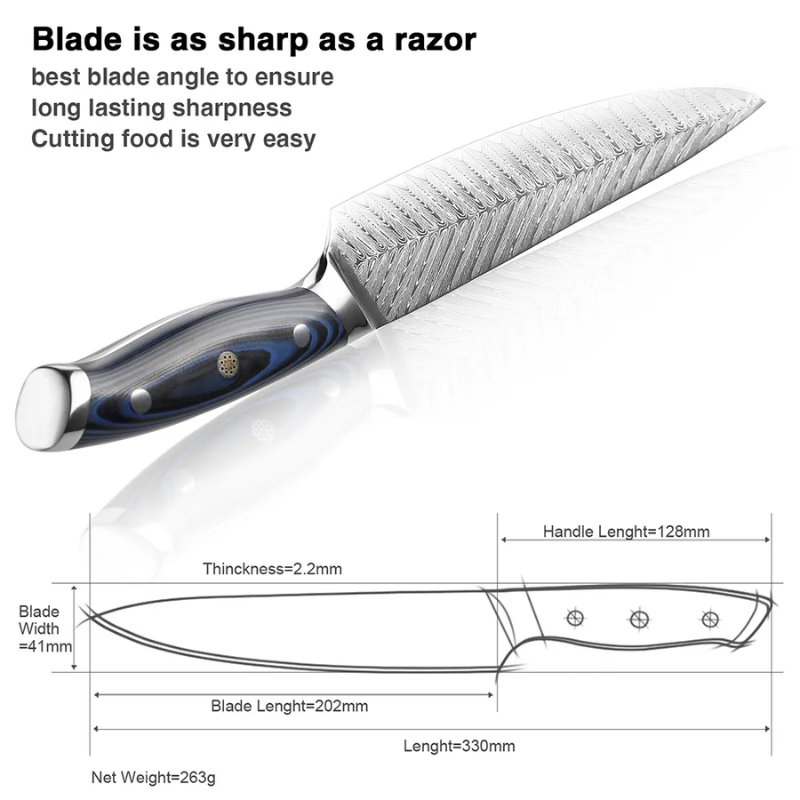 XITUO High-Quality 8quotinch Damascus Chef Knife AUS10 Stainless Steel Kitchen Knife Japanese -Higo Knives™